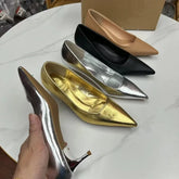 LBSFY  -  Y2k Shiny Silver Heels for Women Shoes Pointed Toe Luxury Gold Elegant Party Pumps Female Spring Autumn Black Heels Shoes New In